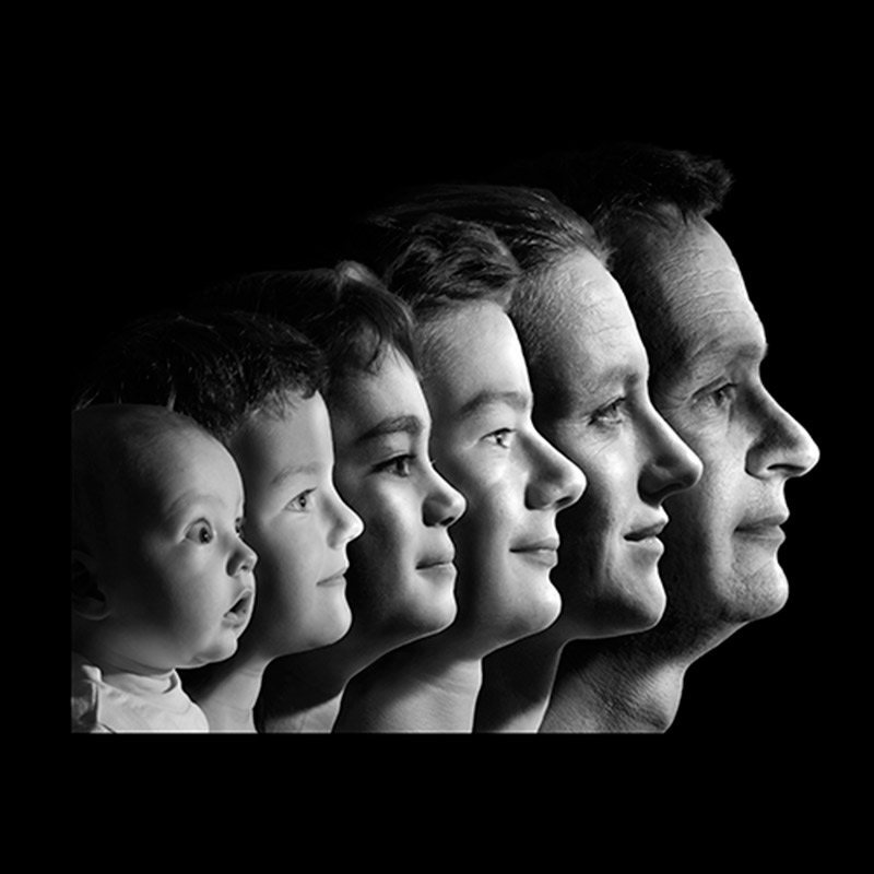 가족 사진 흑백 다섯 머리